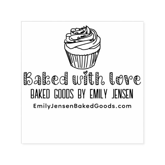 Cupcake Gebakken met Liefde Zakelijke Naam Website Zelfinktende Stempel (Design)