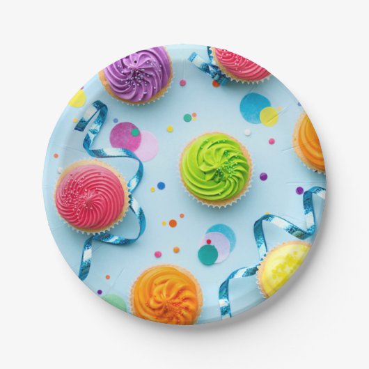 Cupcake geboortepapier bord (Voorkant)