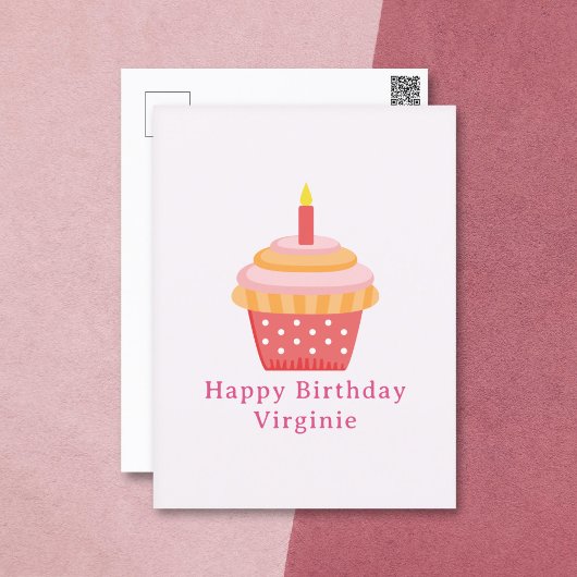 Cupcake Gefeliciteerd Roze Ansichtkaart Briefkaart