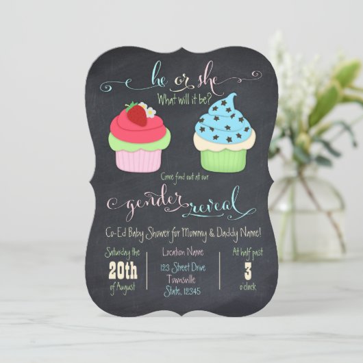 Cupcake gender onthullen dounodigt kaart (Staand voorkant)