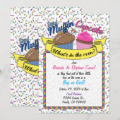 Cupcake Gender Reopenbaart Uitnodiging (Voorkant / Achterkant)