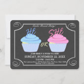 Cupcake Gender Reveal Party Kaart (Voorkant)