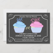 Cupcake Gender Reveal Party Kaart (Voorkant)