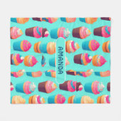 Cupcake geometrisch kleurrijk gepersonaliseerd pat fleece deken (Voorkant (Horizontaal))