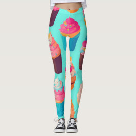 Cupcake geometrisch kleurrijk gepersonaliseerd pat leggings