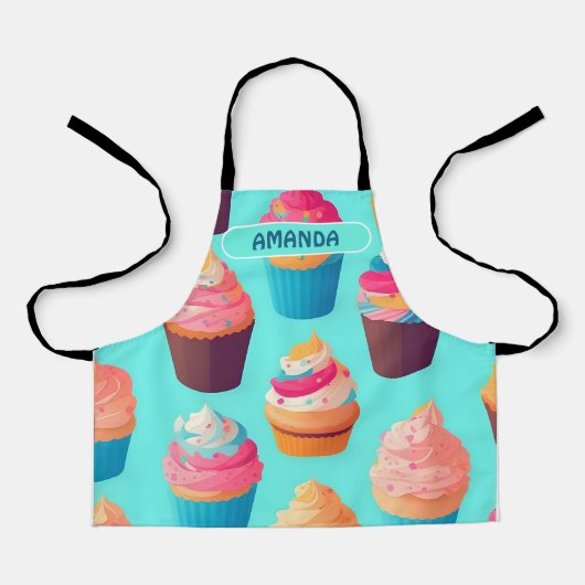 Cupcake geometrisch kleurrijk gepersonaliseerd pat schort (Voorkant)