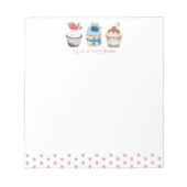 Cupcake gepersonaliseerd Notitieblok – Pink Polka  (Voorkant)