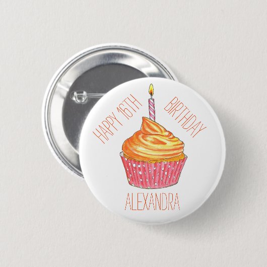 Cupcake Gepersonaliseerde Celebration Button (Voorkant /achterkant)