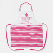 Cupcake, gepersonaliseerde naam met liefdesstreep schort (Voorkant)