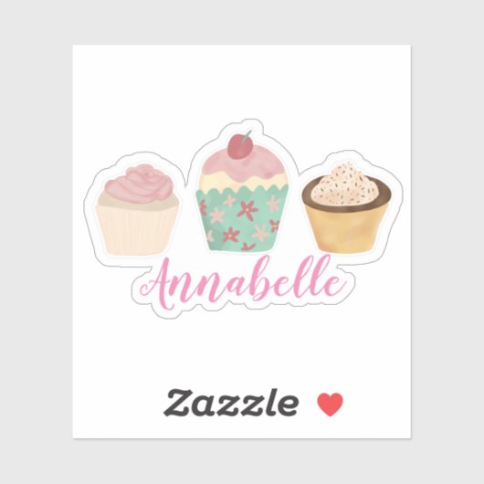 Cupcake - Gepersonaliseerde naam Sticker (Vel)