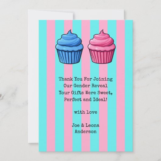 Cupcake Geslacht onthullen blauw & roze Bedankkaart (Voorkant)