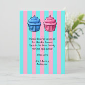 Cupcake Geslacht onthullen blauw & roze Bedankkaart (Staand voorkant)