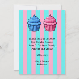 Cupcake Geslacht onthullen blauw & roze Bedankkaart