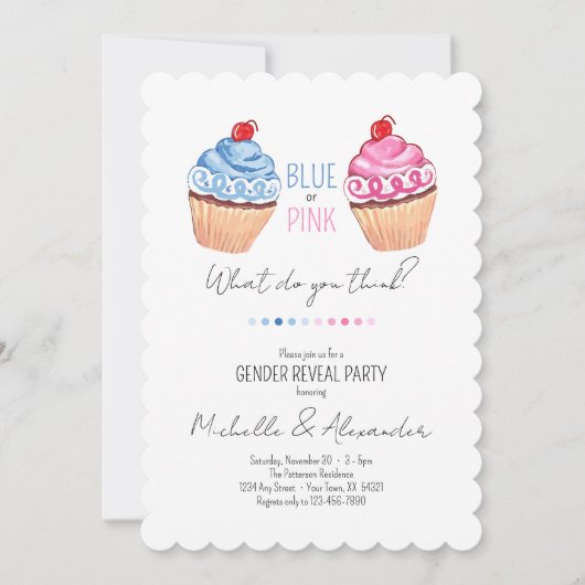 Cupcake Geslacht Onthullen Blauw Roze Classy Photo Kaart (Voorkant)