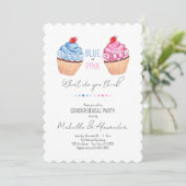 Cupcake Geslacht Onthullen Blauw Roze Classy Photo Kaart (Staand voorkant)