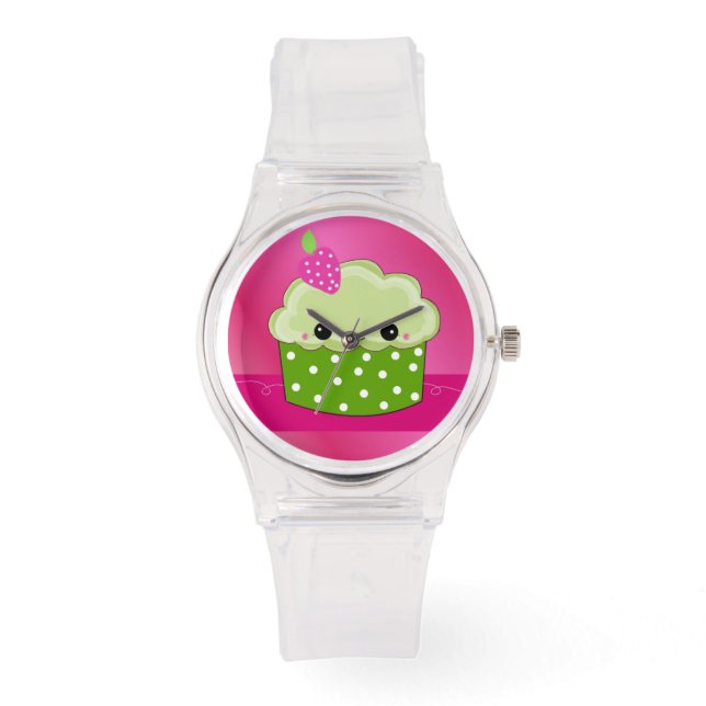 Cupcake Gezicht Horloge (Voorkant)