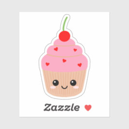 Cupcake Gezicht Vinyl Sticker voor Waterfles enz
