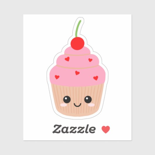 Cupcake Gezicht Vinyl Sticker voor Waterfles enz (Vel)