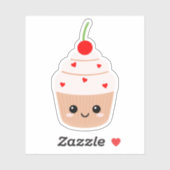 Cupcake Gezicht Vinyl Sticker voor Waterfles etc (Vel)