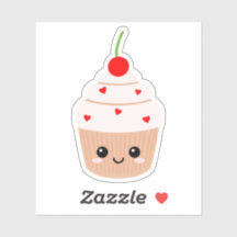 Cupcake Gezicht Vinyl Sticker voor Waterfles etc