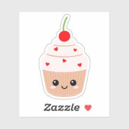 Cupcake Gezicht Vinyl Sticker voor Waterfles etc