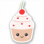 Cupcake Gezicht Vinyl Sticker voor Waterfles etc (Voorkant)