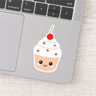 Cupcake Gezicht Vinyl Sticker voor Waterfles etc