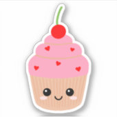 Cupcake Gezicht Vinyl Sticker voor Waterfles etc (Voorkant)