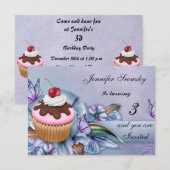 Cupcake Girls Birthday Party Kaart (Voorkant / Achterkant)