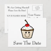 Cupcake glimlach gezicht aankondigingskaart (Voorkant / Achterkant)