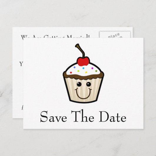 Cupcake glimlach gezicht aankondigingskaart (Voorkant / Achterkant)
