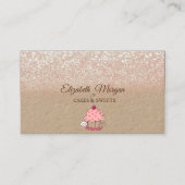 Cupcake, Glitter Ombre Landelijke Kraft Visitekaartje (Voorkant)