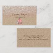 Cupcake, Glitter Ombre Rustic Kraft Visitekaartje (Voorkant / Achterkant)