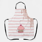Cupcake, Glitterdruppels, Strepen Schort (Voorkant)