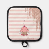 Cupcake, glitterschijven, strepen pannenlap (Voorkant)