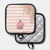 Cupcake, glitterschijven, strepen pannenlap (Voorkant / Achterkant)