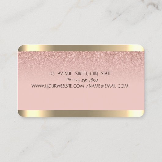 Cupcake Gold Stripe Bakery Roos Gold Glitter Visitekaartje (Achterkant)