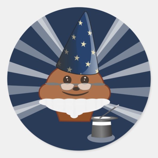 Cupcake goochelaar ronde sticker (Voorkant)