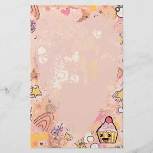 Cupcake Graffiti en hartroze - Briefpapier (Voorkant)