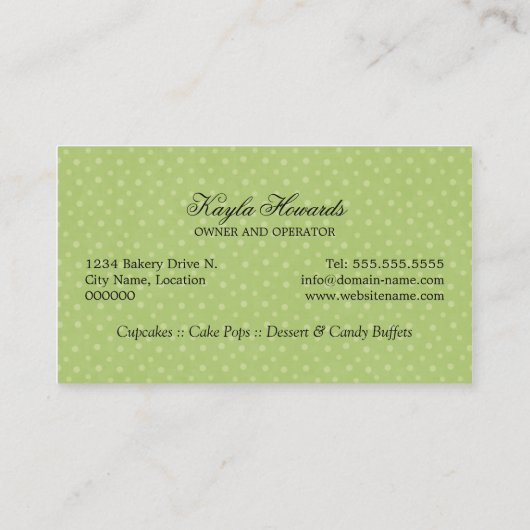 Cupcake Green en roze Visitekaartje (Achterkant)