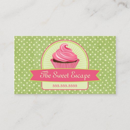 Cupcake Green en roze Visitekaartje (Voorkant)