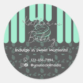 Cupcake Grey Mint Bakkerij Business Ronde Sticker (Voorkant)