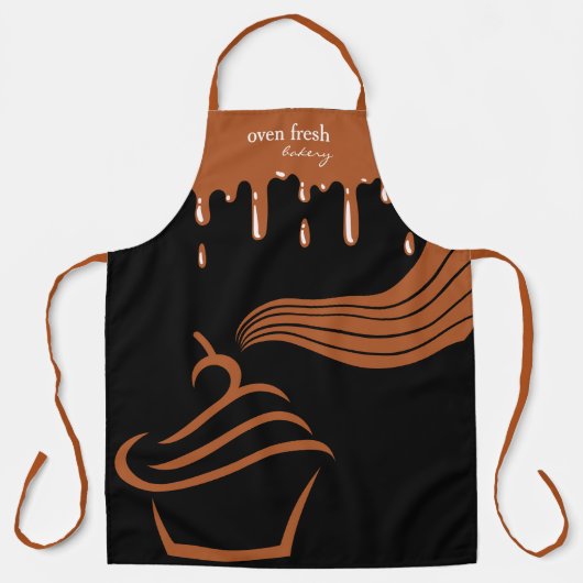 Cupcake Groovy Stripes Drips Zwart Bruin Schort (Voorkant)