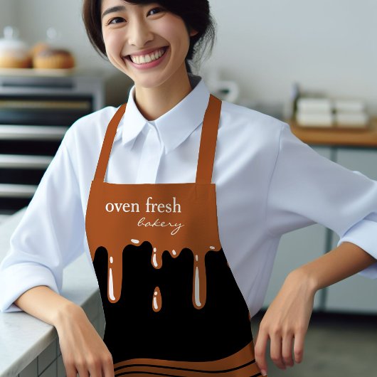 Cupcake Groovy Stripes Drips Zwart Bruin Schort