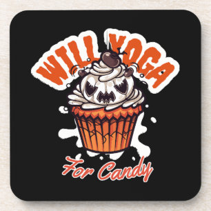 Cupcake Halloween-idee voor Moms Yoga Bier Onderzetter
