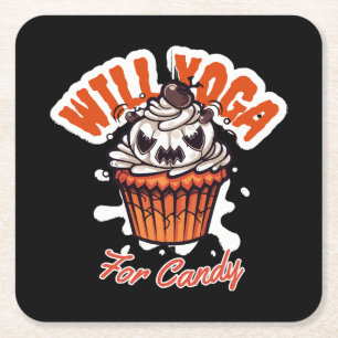 Cupcake Halloween idee voor Moms Yoga Kartonnen Onderzetters