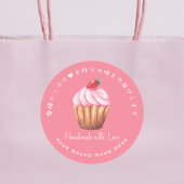 Cupcake Handgemaakt Product Label Strawberry Pink