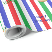 Cupcake Happy Birthday Red Blue Cadeaupapier (Rol Hoek)