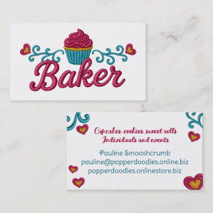 Cupcake hart bakkerij bakken namaal borduurwerk visitekaartje