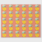 Cupcake hart en kersen perzik goud blauwgroen scha cadeaupapier (Vlak)